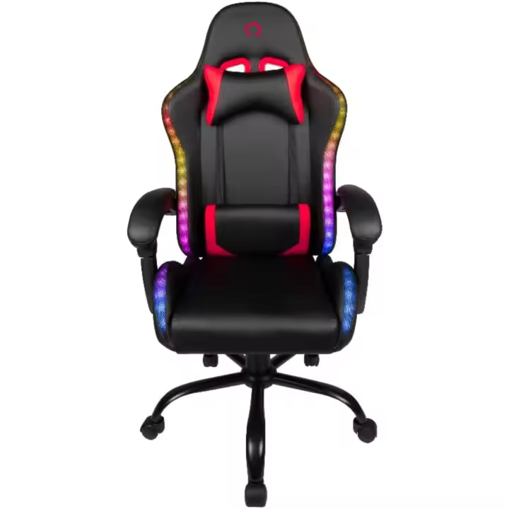 Iluminación - Inclinación del Asiento 135° °   - Cuero sintético liso - Cojín lumbar y cervical - Negro - 1