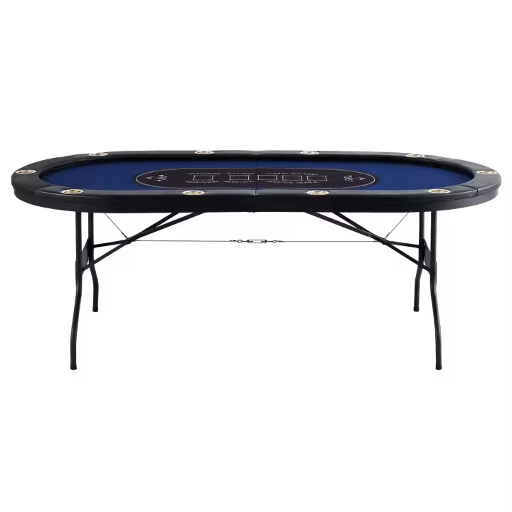SucceBuy Mesa de póquer plegable para 10 jugadores, mesa ovalada de Blackjack y Texas Holdem de 84" con rieles acolchados - 1