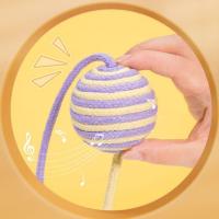 Bola de cuerda de algodón para gato resistente a mordeduras, Bola de rompecabezas para gatos con sonido resistente al desgaste con cuerda, juguete interactivo colorido para gatos, auto feliz - details 5