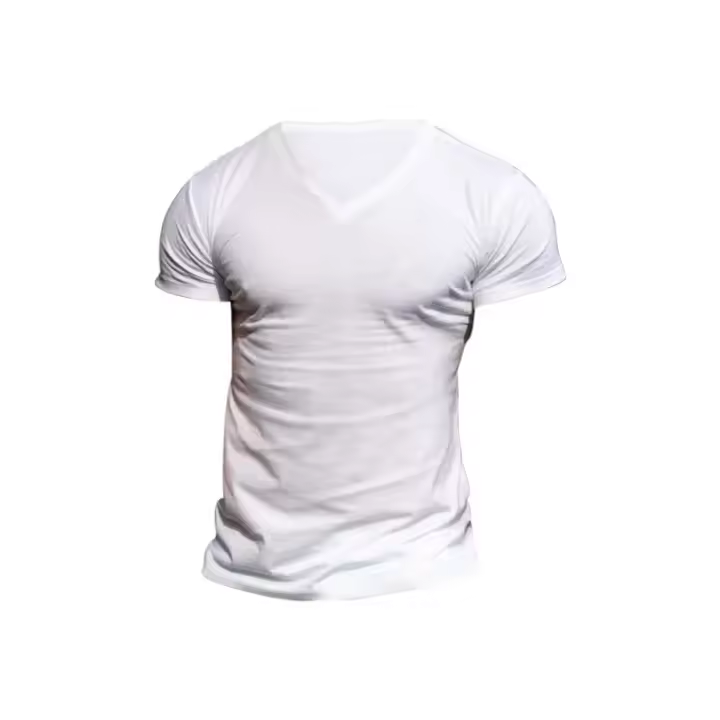 Moda Masculina Nueva Camiseta con Cuello en V para Exteriores Top Informal Transpirable de Manga Corta Multicolor - 1