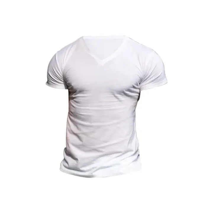 Moda Masculina Nueva Camiseta con Cuello en V para Exteriores Top Informal Transpirable de Manga Corta Multicolor - 1