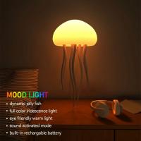 Luz nocturna de mesa que cambia de Color, luz de ambiente, regalo de cumpleaños y Navidad, lámpara de medusa bailando con Control de voz - details 1