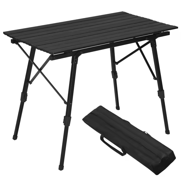 Mesa de camping, mesa plegable de aluminio con bolsa de transporte, altura ajustable - 1