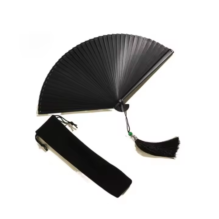 Abanico de bambú antiguo plegable hecho a mano, clásico, compacto, kimono, abanico de baile, adorno de abanico de bambú - 1
