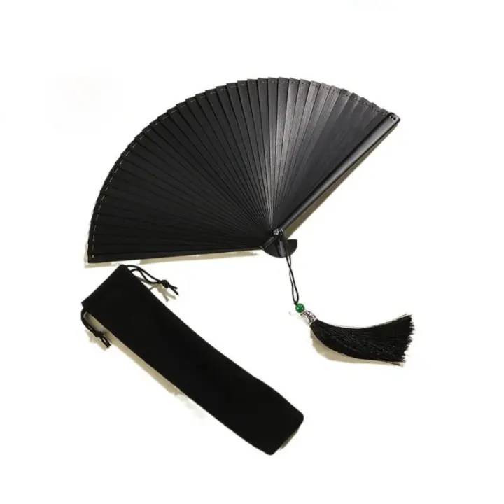 Abanico de bambú antiguo plegable hecho a mano, clásico, compacto, kimono, abanico de baile, adorno de abanico de bambú - 1