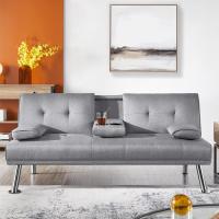 Sofá Cama Plegable de Poliéster 2 Plazas Soporte de Botella 167 X94 cm Max Capacidad 350 KG Gris - details 1
