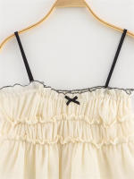 Topenomi Moda Arco Textura Sling Top Camisola Chic sin Espalda para Mujeres Estilo Y2K Verano 2025 - details 2