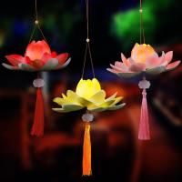Linterna 3D del Festival del Medio Otoño, flor de loto, conejo, linterna de loto del Medio Otoño, papel hecho a mano, Kit de Material de linterna DIY para niños - details 10