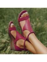 Sandalias de plataforma con cremallera abierta, color sólido, zapatos casuales con cuña, sandalias de dedos para mujer, zapatos de mujer para pies anchos - details 1
