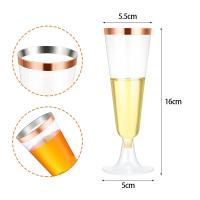 Copas desechables de plástico para Bar, Copas de champán brillantes, flautas de champán transparentes, Copas de tostado para fiesta de bodas, 25 piezas, 150ml - details 3