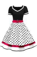 Vestido de Punto de Polka Dot Vintage 2024 Estilo Rockabilly Retro para Mujeres - details 8