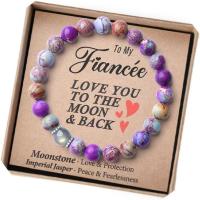 pulsera de piedra volcánica para hombre y mujer, brazalete de cuerda elástica, regalo para el Día del Padre, piedra lunar volcánica,Pulsera de regalo del Día de la Madre - details 8