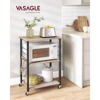 Estantería de Cocina con Ruedas, Carrito de Servicio de 3 Niveles, Estantería para Microondas, Horno, Tostadora, Marco de Metal con 6 Ganchos, Marrón Rústico y Negro - details 26