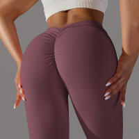 Pantalones de yoga con espalda en V para mujer, leggings sexys para entrenamiento Fiess, gimnasio, correr, cintura alta - details 41