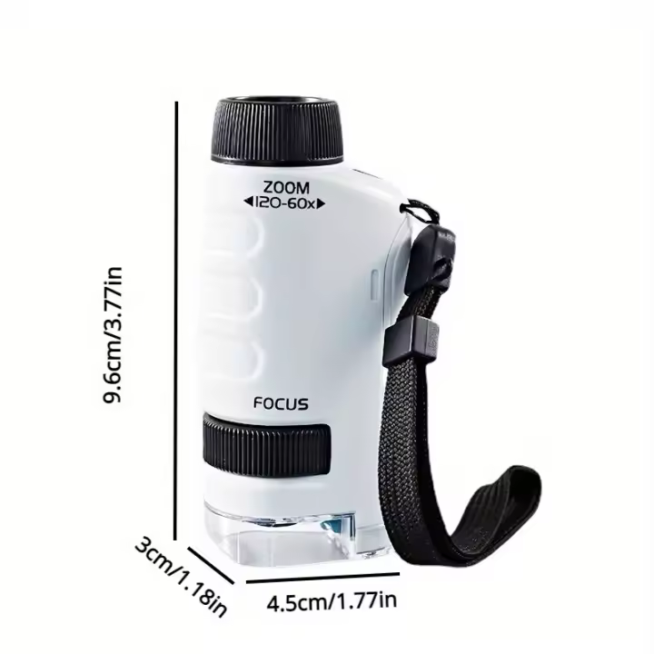 Microscopio De Bolsillo Para Niños, Kit De Juguete Científico 60-120x, Mini Microscopio Educativo De Mano Con Luz LED - 1