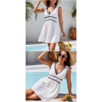 Vestido cómodo informal sin mangas con cuello en V y adelgazamiento de cintura para mujer 25 primavera y verano - details 2