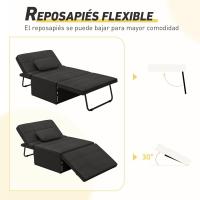 Sofá cama 3 en 1 individual tapizado en lino, sillón reclinable en 5 posiciones, silla de dormir convertible, reposapiés con reposacabezas para salón, carga 200 kg, 95x189x43 cm, gris - details 13
