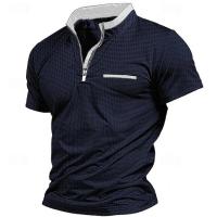 Polo de manga corta con cuello a juego con el color de la solapa 2025, top casual para hombre - details 1