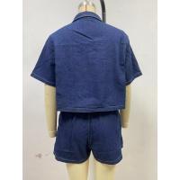 2025 Verano Vestidos de Mujer, Cuello en V Manga Corta Traje de Denim Irregular Suelto, Falda Pantalones Cortos - details 3