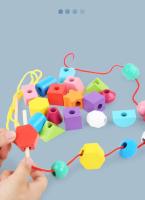 Juguetes de madera Montessori para niños, rompecabezas de colores, cuentas de colores para reconocer los colores, juguetes para niños pequeños, regalos, cinco columnas de colores, juegos de columnas arco iris ensartar cuentas - details 4