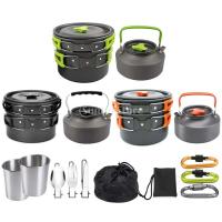 1 ollas al aire libre, sartenes, utensilios de cocina para acampar, juego de cocina para Picnic, vajilla antiadherente con cuchara, tenedor, cuchillo, taza para hervir - details 5