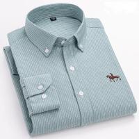 Camisas de caballo bordadas para hombre, ropa de calle de gran tamaño, 2025 algodón, Oxford, informal, manga larga, talla grande, 100% - details 21
