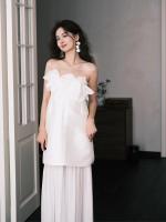 Vestido de Novia de Alta Gama Estilo Francés Ligero Vestido de Compromiso Blanco sin Correas - details 3