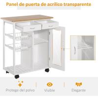 Carrito de Cocina Multiusos con Ruedas Ideal para Baño Dormitorio Estantería de Madera 70x37x85cm - details 5