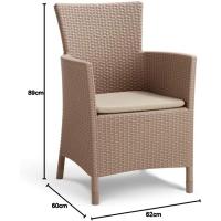 Sillón de jardín para exterior e interior con cojín incluido, Resina con acabado de ratán plano, Color Blanco - details 5