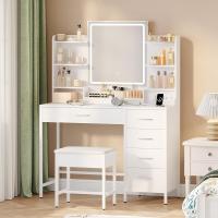 Espejo HD con Luces LED Ajustables Moderno, Blanco-Dorado, 5 Cajones y 10 Compartimentos, Enchufable y USB - details 16