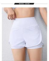 Pantalones cortos de yoga con bolsillos para deportes activos con cintura elástica y capa para correr de secado rápido para mujer - details 3