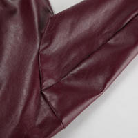 Abrigo grueso de piel sintética para mujer, ropa de calle de color rojo vino con solapa y cremallera, Túnica para otoño, 2024 - details 10