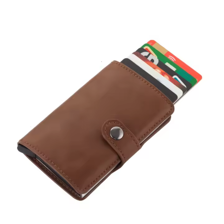 Funda de Tarjeta de Crédito de Aleación de Aluminio PU Anti-magnética, Anti-RFID Multifuncional para Negocios Porta Tarjetas Metálicas - 1