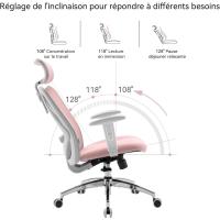 Silla de escritorio para computadora con reposacabezas ajustable y soporte lumbar, respaldo alto, silla ejecutiva giratoria para oficina en casa (azul claro) - details 42