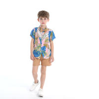 Mangas cortas de verano, camisas de flores, pantalones cortos para niños, conjunto casual de dos piezas, ropa de playa multicolor para bebés y niños - details 2