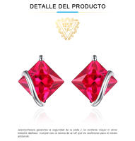JewelryPalace-pendientes de plata de ley 925 con rojo rubí, joyería con piedras preciosas, con cierre de tuerca, para mujeres - details 1