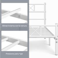 Cama Doble 140 x 200 cm con Espacio Almacenamiento Bajo Marco Metal Altura del Suelo 32 cm Blanco - details 7