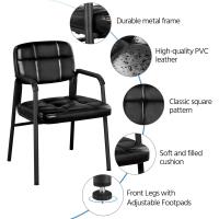 2 Sillas de Oficina Escritorio Silla de Recepción Sillón para Conferencia Sala Tapizada MAX Capacidad 135 KG Negro - details 5