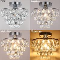 Lámpara De Techo De Cristal Pequeña, Moderna Lámpara De Techo De Cristal Para Pasillo, Accesorios De Iluminación De Techo, Lámpara De Montaje Empotrado Para Dormitorio, Salón (Plata) - details 4