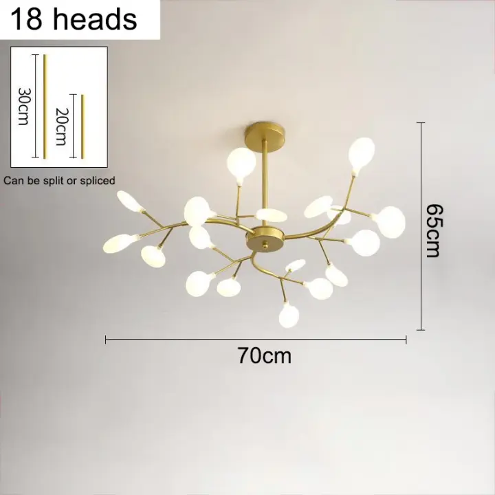 Candelabro de rama moderno, candelabro LED dorado de luciérnaga, lámpara colgante de techo, accesorios para comedor, dormitorio y sala de estar - 1