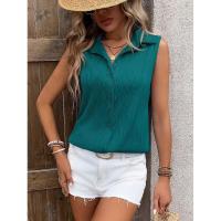 Camisa y blusa de verano sin mangas con botones sueltos de Color sólido para mujer, Tops femeninos 2024 - details 10