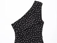 Ropa de mujer europea y americana falda corta de vestido de hombro inclinado de lunares de moda suave - details 9
