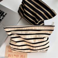 Bolsa de maquillaje a rayas de lona, ​​bolsa de lápiz labial de gran capacidad, bolsa de cosméticos, organizador de artículos de tocador, bolsa de almacenamiento, reorganización - details 18