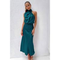 Vestido De Satén De Color Sólido De Europa Y América, Sin Mangas, Elegante, Temperamento Ligero, De Gala, Primavera Y Verano - details 7