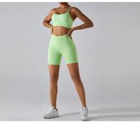 Pantalones cortos de Yoga sin costuras para mujer, mallas deportivas transpirables de secado rápido, de cintura alta, para entrenamiento y gimnasio - details 8