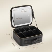 Estuche De Maquillaje Portátil Con Espejo Y Divisores Ajustables En 3 Colores Organizador Impermeable Para Cosméticos Regalo - details 3