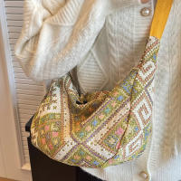 Bolso de hombro de lona de viento étnico para mujer, bolso de mensajero pequeño, bolsos de mano simples con cremallera, bolso de playa informal, nueva tendencia, 2024 - details 14