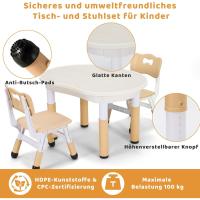2 Sillas, Mesa y Sillas Infantiles con Forma de Cacahuete, Altura Ajustable, Mesa de Pintura para Niños, Juego de Mesa y Silla Infantil para Guardería y Jardín de Infancia, Amarillo - details 2