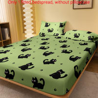 Sábana Ajustable con Estampado de Gato Negro de Dibujos Animados Poliéster Suave Cepillado, Diseño de Bolsillo Profundo para Decoración de Dormitorio y Habitación de Invitados, Lavable a Máquina - details 2