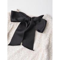 Vestido Mini Lentejuelas con Lazo de Color en Contraste para Mujer, Cuello Redondo, Manga Larga, Fiesta de Navidad Femenina, Mujer de Invierno, Cuello, Manga, Fiesta, - details 3